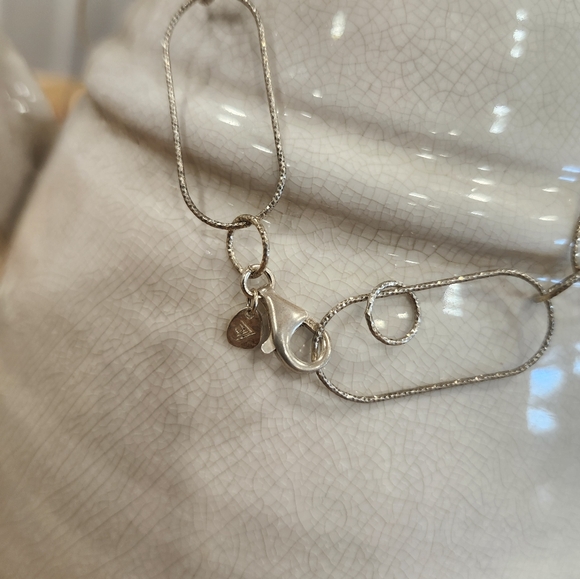 Silpada 925 Sterling Silver Textured Oval Circle Link 35.5" Long Necklace N2731 - Picture 3 of 5